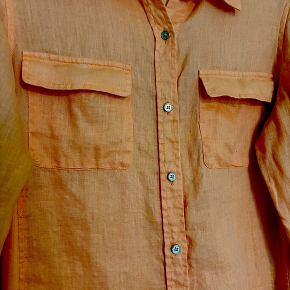 Calvin Klein Linen Orange Shirt Longe Sleeve - Picture 7 of 9